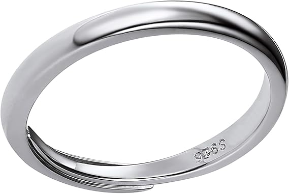 PROSILVER Real 925 Sterling Silver Adjustable Open Ring, 4MM/2MM Width Wedding Band Thumb Ring with Gift Box