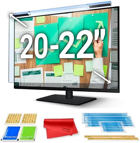 VINTEZ [1 Pack] 20-22 Inch 16:916:10 Blue Light Screen Protector for Computer Monitor and Laptop & Replacement Kit - Anti-UV PC Eye Protection Filter Film - Desktop Blue Light Filter Bundle