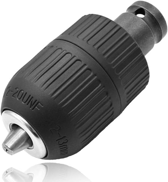 Mesee 2-13mm Capacity Keyless Drill Chuck Adapter, 1/2-20UN Mount Thread Impact Quick Change Conversion Tool for Air Impact Wrench