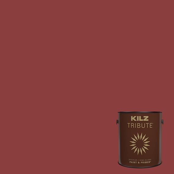 KILZ TRIBUTE Paint & Primer, Interior, Semi-Gloss, Haute Red, 1 Gallon