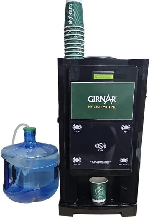 Mahavir 4-in-1 Girnar Fully Automatic Premix Based Coffee & Tea Vending Machine Pro Commerical Coffee & Tea Maker With 3 Liters Hot Tank Capacity No Milk Required 2 Lanes Chai Maker With 500 Cups