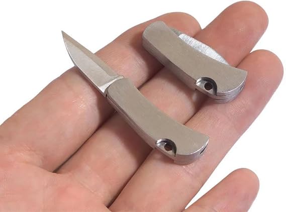 2Pcs Mini Stainless Steel Keychain Knife, EDC Tiny 1.1in Keychain Box Cutter, Ultralight 0.29oz Portable Knife
