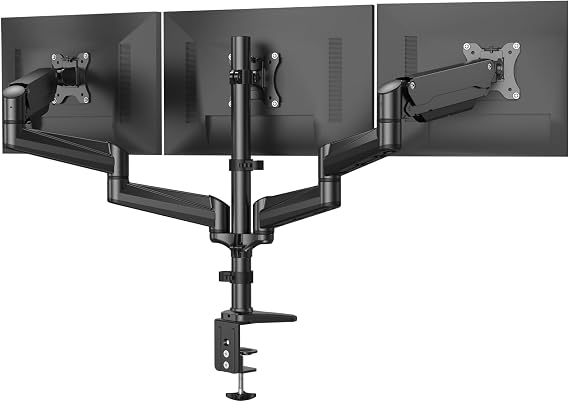 HUANUO Monitor Halterung 3 Monitore für 17-32 Zoll Bildschirme Bildschirmhalterung 3 Monitore Höhenverstellbar Monitorarm Tragen Sie 8 kg pro Arm Schwarz Gaming