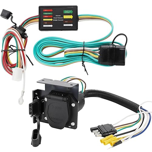 MECMO Multi-Tow 4 Way Flat to 7 Way Blade and 4 Flat Trailer Adapter with with Custom 4-Pin Trailer Wiring Harness for 2017-2022 Honda CRV, CR-V Trailer Hitch Wire