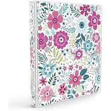 Eyrozill Floral 3 Ring Binder 1 Inch, Decorative Recipe Binders, Client Records with Clear Interior Pockets for Letter-Size(11" x 8.5") Paper, PVC Cover (Colorful)