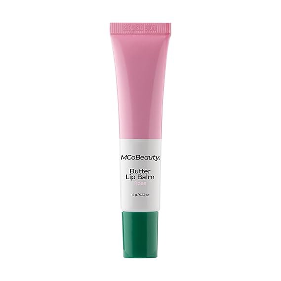 MCoBeauty - Luscious Butter Lip Balm - Moisturising Shimmer with Shea Butter and Vitamin E - Helps Lips Feel Soft, Smooth and Glossy All Day - Lip Balm Tinted - Rose Scent