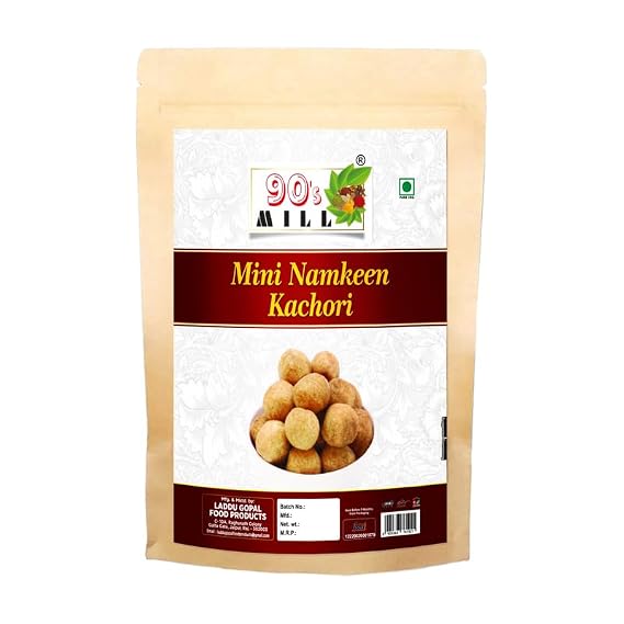 90's MILL Kathiawari Namkeen Mini Kachaudee Fried in Moongfali oil||Gol Kachauri with Exquisite Fillings||Irresistibly Crunchy Kachori for Perfect Snacking||Tea Time Gujarati Snack-350g*1Pack