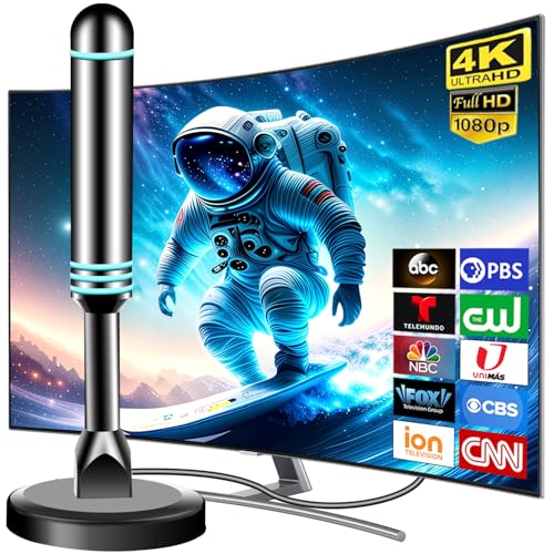 TV Antenna Indoor, Long Range Antenna for Smart TV with Strong Magnetic Base, Digital Antenna for Easy Installation and All SmartOld TVs, Supports 4K 1080P