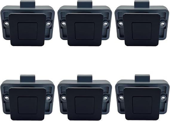6 Packs PUROCEAN Metal Push Button Latch Square RV Push Button Catch (Black)