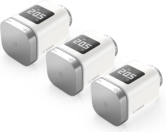 Bosch Smart Home Radiator Thermostat II Set of 3 Smart Thermostats with App Function Compatible with Amazon Alexa Apple HomeKit Google Home - Amazon Edition