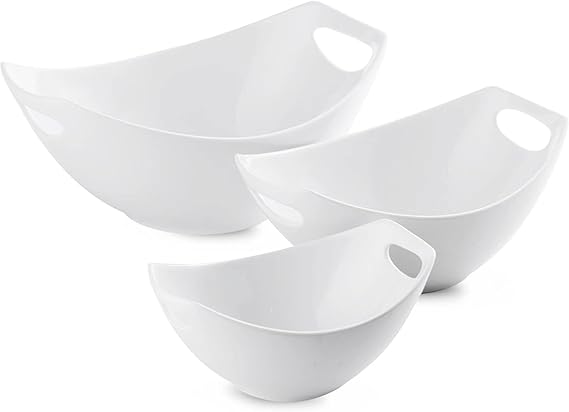 LAUCHUH Serving Dishes for Thanksgiving, White Serving Bowls with Handles