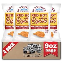 Old Vienna of St. Louis Red Hot Riplets Ridged Potato Chips 9oz Bags (Pack of 4) by TranadaCo