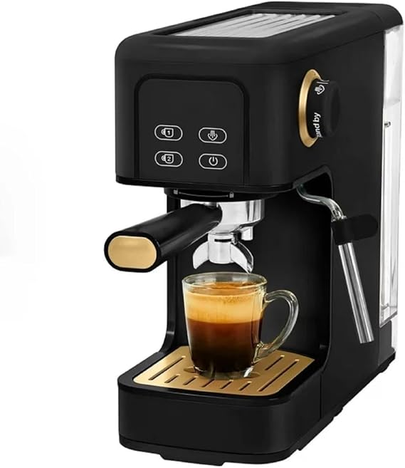 Slim Espresso Maker 20 Bar Pressure, 52mm Diecast Portafilter, Steam Wand, Touch-Activated Display, 50oz Removable Water Reservoir, Space Saving Design (Black Sesame)