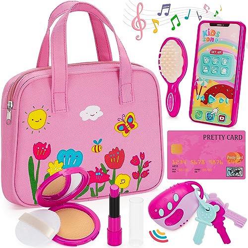 Officygnet Play Purse Toy for Girls 3 Years Old, Toddler Purse Girl Toys with Pretend Makeup Kit, Pretend Princess Play Toy for Little Girl, Birthday for Toddler Girls Age 3