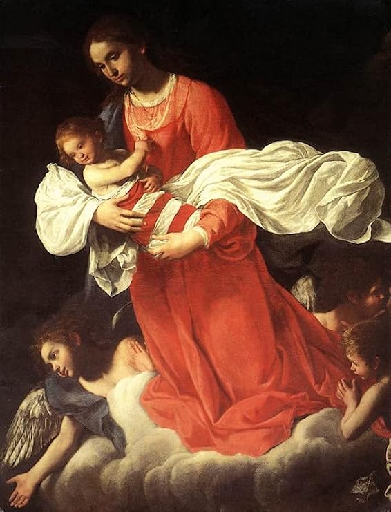 HCOTZHPY Classic Painting Canvas Artwork Pictures Print on Canvas The Virgin and the Child with Angels Baglione Poster Artworks for Hallway Decor 60x90cm
