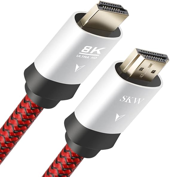 SKW Upgrade 8K Ultra-high-Speed HDMI 2.1 Cable, Ultra-high Purity Copper 8K@60Hz 48gbps Braided HDMI Cord, Compatible with Xbox, PC, TV 5ft/1.5M