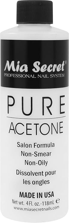 Mia Secret Nail Polish Remover, 100% Pure Acetone, 4 Fl. Oz. Safe and Gentle Cuticle Remover Liquid, Quick and Effective Formula, For Natural, Acrylic, and Sculptured Nails,