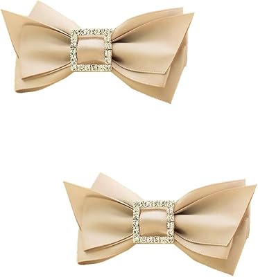 Douqu Women Fashion Color Ribbon Bow Wedding Shoe Clips Sqaure Rhinestone Crystal Decoration Charms Pair