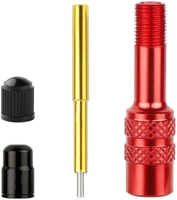 Valve Adapter for Inflatable Air Forks with Aluminum Alloy Body, CNC Threads, Anodized Finish, and Internal Rubber Gasket to Seal Air (Red)