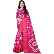 Women's Cotton Bandhani Print Saree With Unstitched Blouse Piece Indian Saree for All Occassions