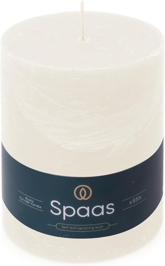 Spaas Rustic Pillar Candle 100/130 mm 95h, White [Energy Class A+]