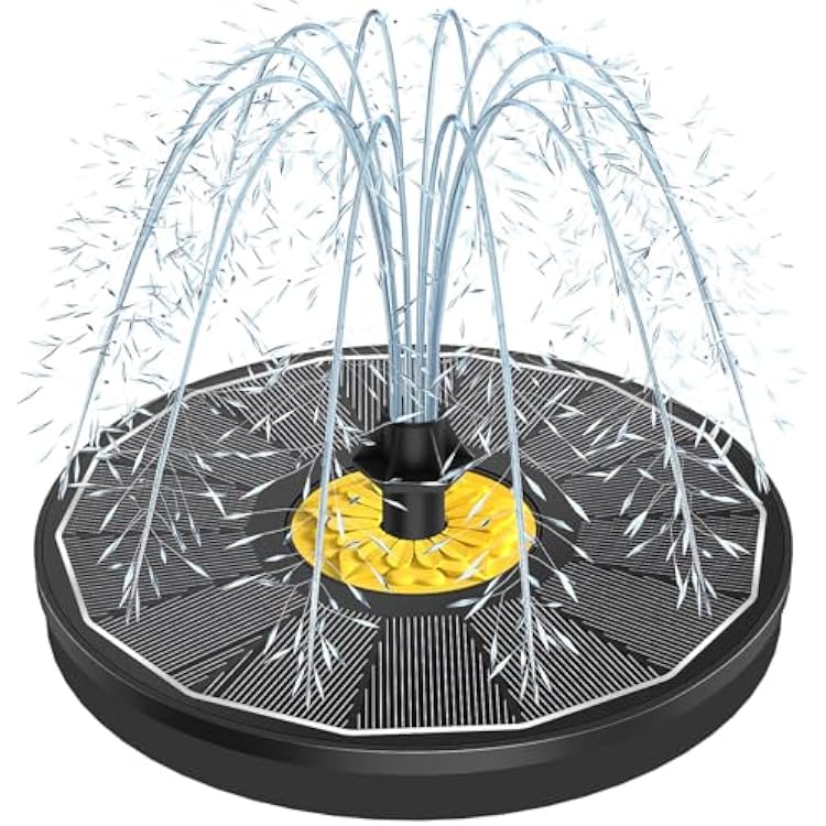 Yzert Solar Bird Bath Fountains,3.5W Glass Panel Solar Fountain Pump for Bird Bath No Battery,Solar Water Fountain Outdoor with 4 Fixed Pipes 7 NozzlesBlack