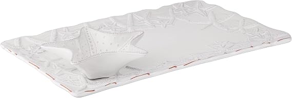 Mud Pie Chip and Dip Starfish Platter, White, Medium