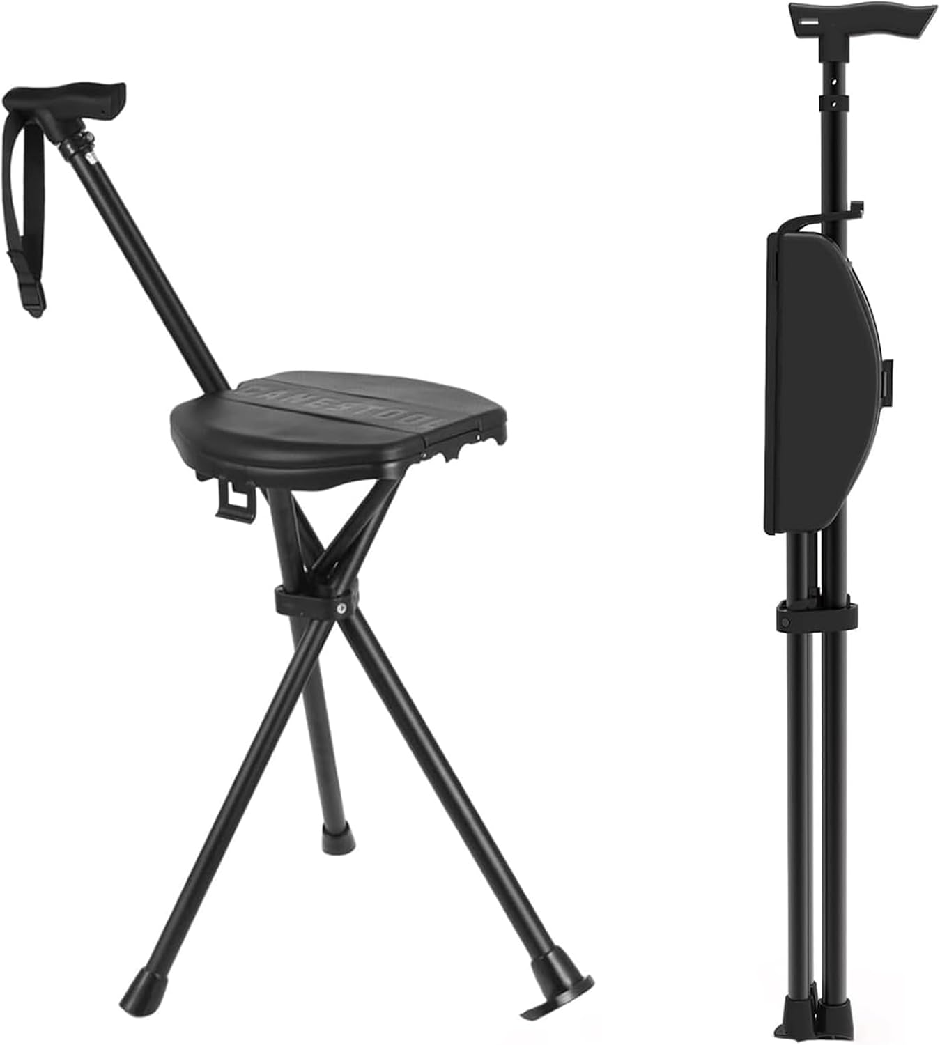 Walking Stick with Seat 95-104 cm Foldable Seat Stick Portable Walking Stick Foldable with Carry Bag Load Capacity up to 250 kg Walking Stick with Seat Foldable Hiking Stick with Seat for Men