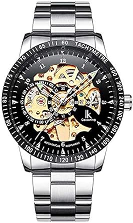 GLEIM Men Skeleton Watch Automatic Mechanical Black Steampunk