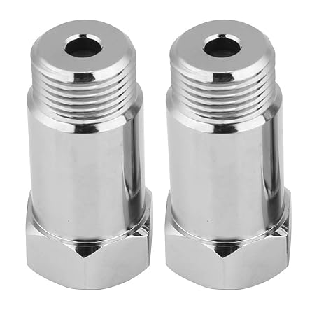 o2 sensor spacer + Oxygen Sensor 2Pcs 45mm M18*1.5 Check Engine Light Eliminator Adapter O2 Oxygen Sensor Extender Spacer Silver
