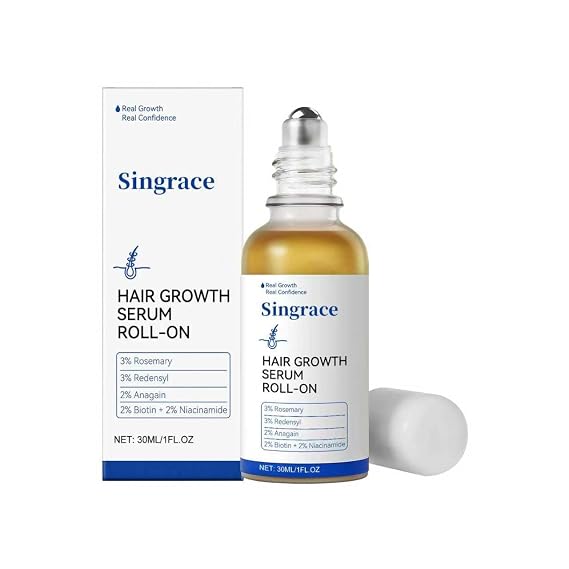 Hair Growth Serum for Thinning Hair | Strengthens & Thickens with Biotin | Fast-Absorbing Roll-On, No Rinse Needed (30ml)