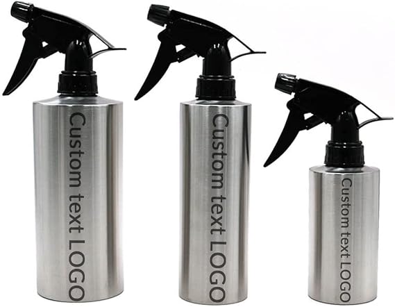 Personalized Sprayer Stainless Steel Hand Press Watering Can with Nozzle Laser Engraving Custom Text Logo Watertight and Corrosion Resistant (304 stainless steel)