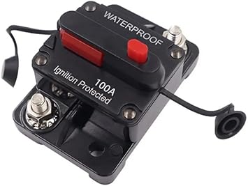 100 Amp Circuit Breaker for Boat Trolling Motor Marine ATV Trailer Vehicles Battery Charger Golf Cart Solar System Inline Fuse with Manual Reset Switch Waterproof DC 12V-48V IP67