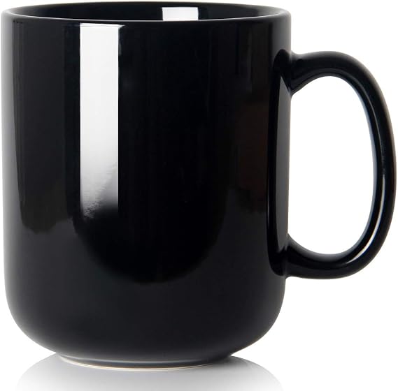 Smilatte 20 OZ Large Coffee Mug, M016 Plain Ceramic Big Tea Cup with Handle for Dad Men, Black