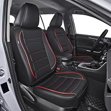 RAV4 Seat Covers Custom for Toyota RAV4 2019 2020 2021 2022 2023 2024 2025 2026 LE,XLE,XLE Premium,Limited,Base Full Set Faux Leather Seat Covers for SUV(Black&Redline)
