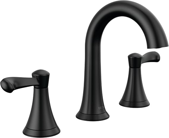 Delta Faucet Esato Widespread Bathroom Faucet 3 Hole, Matte Black Bathroom Faucet, Bathroom Sink Faucet, Drain Assembly Included, Matte Black 35897LF-BL