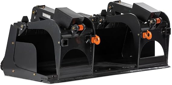 Titan Attachments 72" Extreme-Duty Demolition Grapple Bucket with 2 Hooks, Universal SSQA Connection, Twin 3,000 PSI Hydraulic Grapples, Removable Bolt-On Side Plates
