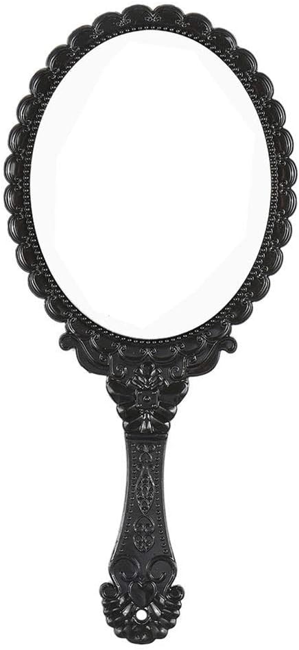 Handheld Mirror, Hand Held Mirror with Handle, Small Travel Packet Compact Mirrors, Vintage Decorative Makeup Cosmetic Purse Mirrors for Girls Women (Black)
