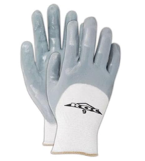 MAGID GP162-7 ROC GP162 Nitrile 3/4 Coated Gloves, 8, White , 7 (Pack of 12)