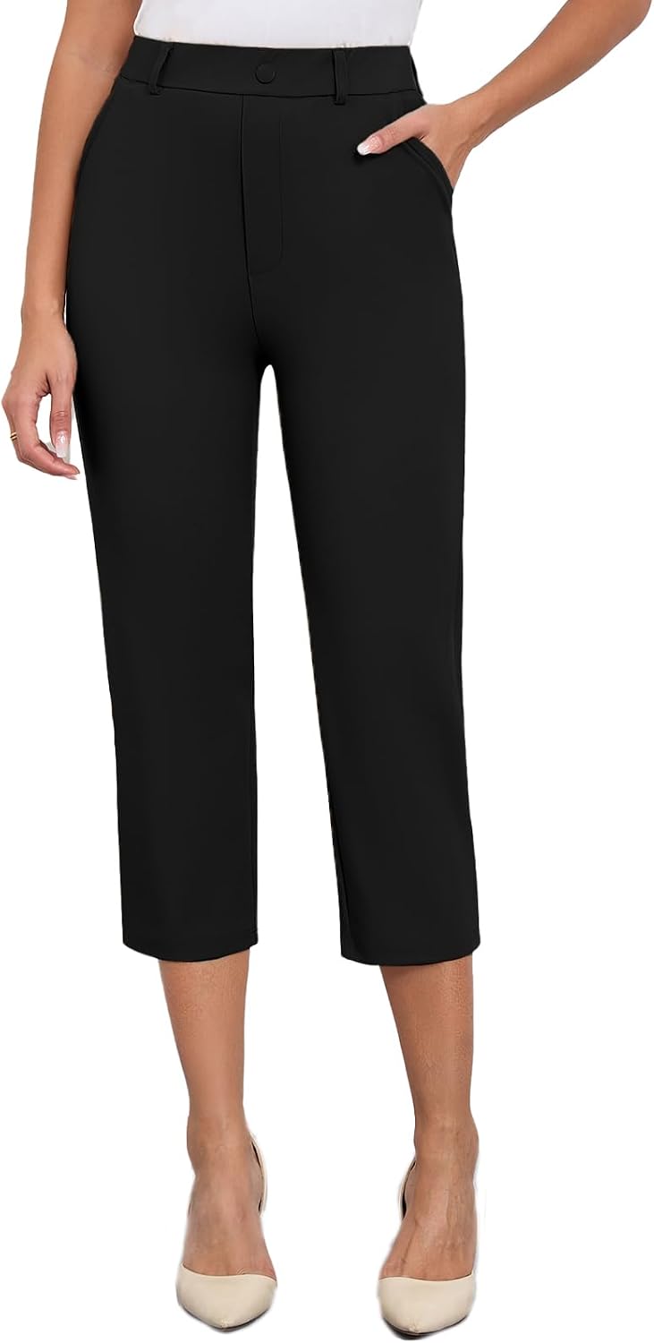 Agenlulu High Waisted Capri Dress Pants for Women 2025 Summer UPF 50 Cooling Stretchy Cropped Slacks Casual Work Capris