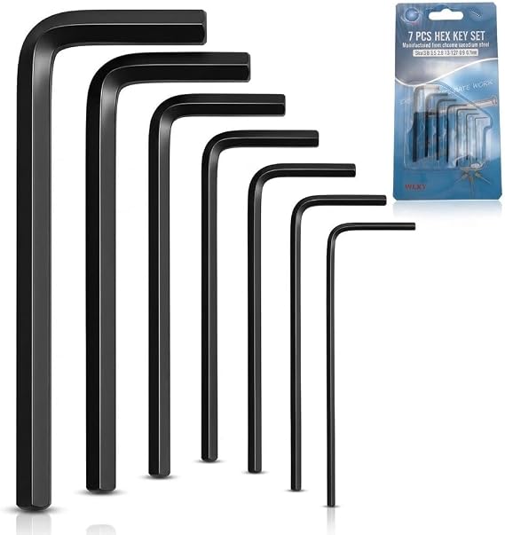 Small Allen Key Set, 7-Piece Mini Hex Keys, Chrome Vanadium | Metric hex key set, 0.7-3mm sizes, chrome vanadium steel, L-shaped design, for models, RC hobbies and precision repairs