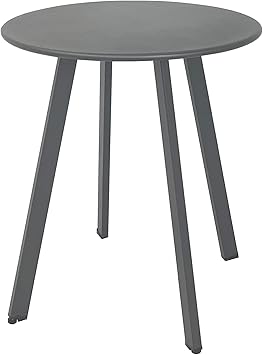 Meluvici Outdoor Side Table, Weather Resistant Patio Small Outdoor Indoor Round Metal Steel Small Side Table, Waterproof End Table for Garden Balcony Yard, Grey