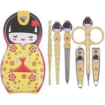 6Pcs Japanese Kimono Doll Manicure Set, Stainless Steel Nail Clipper Kit with Cute Storage Case, Portable Fingernail Grooming Tools for Women & Girls, Personal Nail Care, Random Color