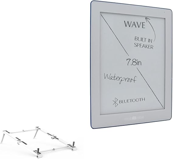 BoxWave Stand and Mount Compatible with Mobiscribe Wave Black & White (7.8 in) - Pocket Aluminum Stand 3-in-1, Portable Multi Angle Viewing Riser - Metallic Silver