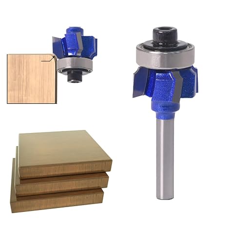 Professional 1/4" Shank Round Over Router Bit, 22.2mm Dia 4 Flute Cutter with 1mm Radius for Woodworking Edging
