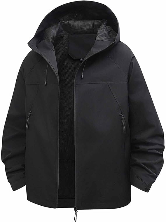 Women's Waterproof Rain Jacket Hooded Softshell Windbreaker with Zip Pockets Oversized Loose Outdoor Coat Parka