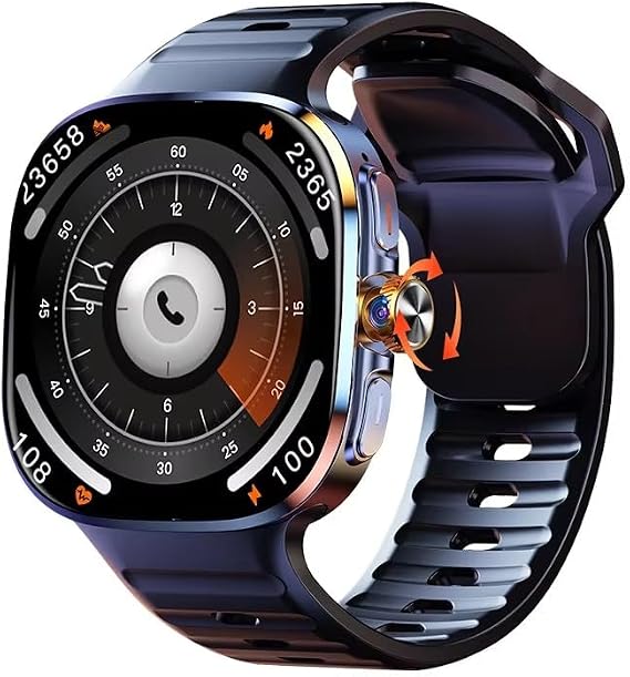 M99 Android Smartwatch 2.4-inch AMOLED Screen 900W Rotating Camera GPS Compass NFC Bluetooth Gogle Play Smart Watches for Men (Black,8GB 128GB)