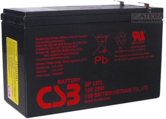 CSB GP1272F2, 12 Volt/7.2 Amp Hour Sealed Lead Acid Battery