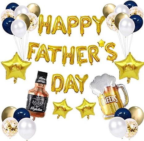 47 pcs Happy Father's Day Balloon Set Decoration for Father's Day Party Birthday Party Decorations Father's Day Decorations Photo Booth Backdrop(blue)