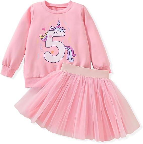 5th Birthday Outfit for Girls 5 Year Old five Sweatshirt Skirt fall clothes